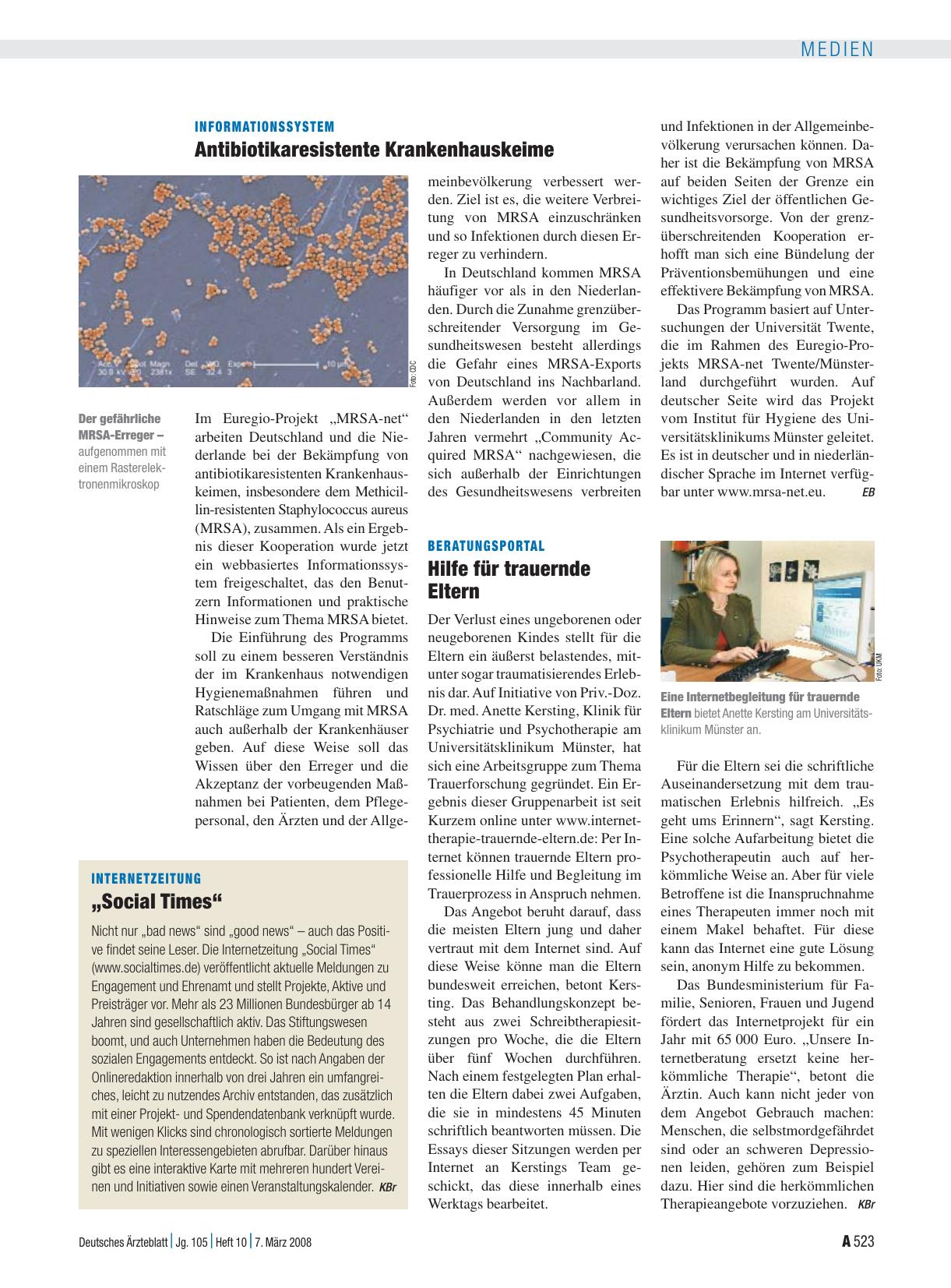 Vorschauseite 1: Informationssystem: Antibiotikaresistente Krankenhauskeime