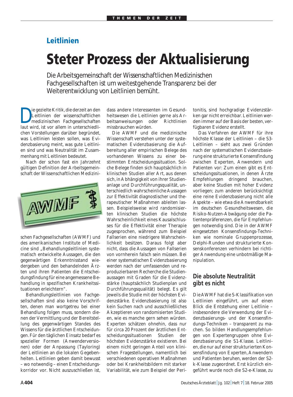 Vorschauseite 1: Leitlinien: Steter Prozess der Aktualisierung