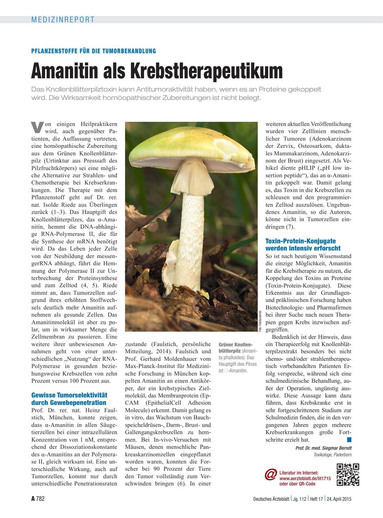 Vorschauseite 1: Pflanzenstoffe für die Tumorbehandlung: Amanitin als Krebstherapeutikum