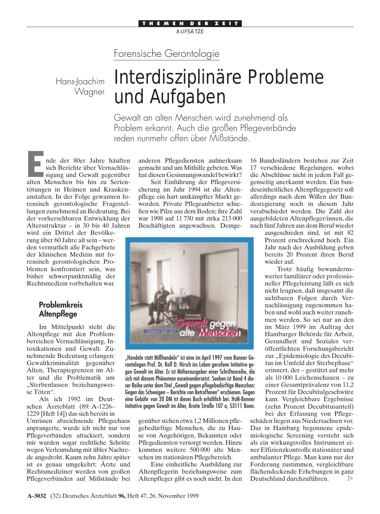 Vorschauseite 1: Forensische Gerontologie: Interdisziplinäre Probleme und Aufgaben