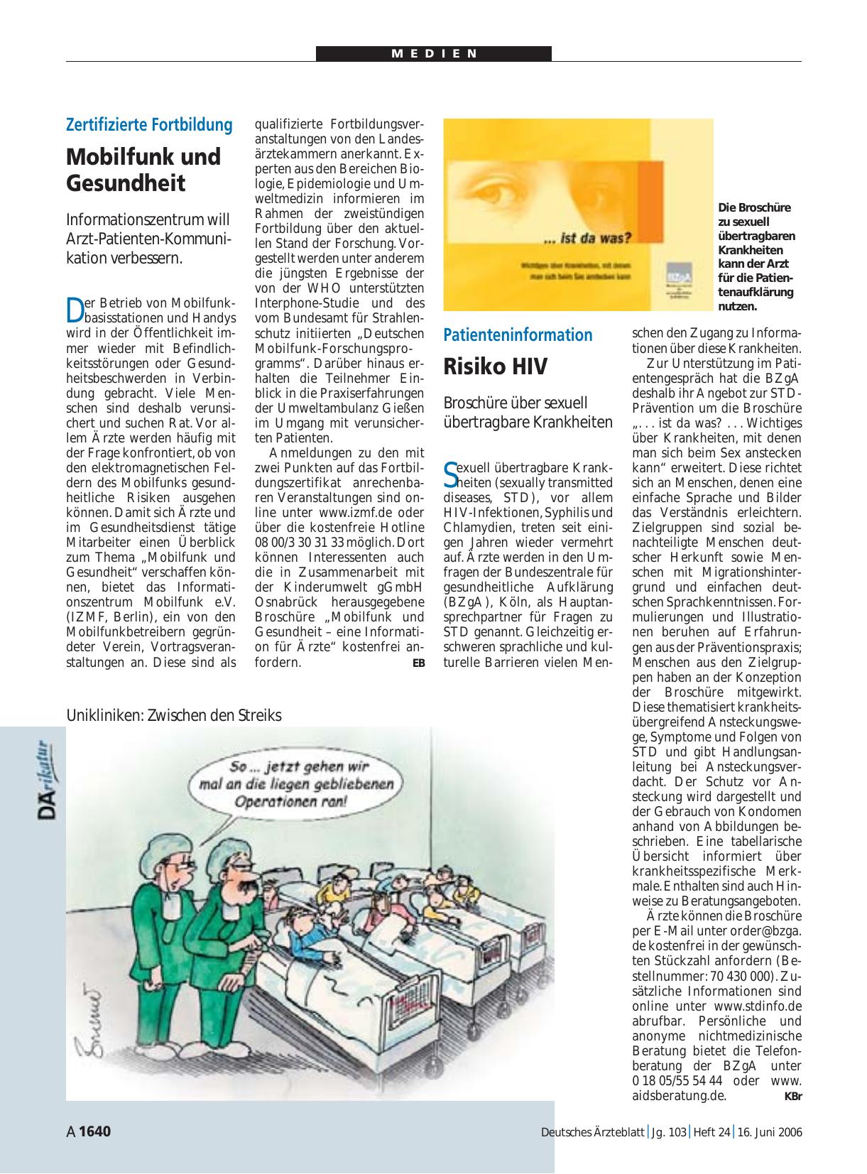 Vorschauseite 1: Patienteninformation: Risiko HIV