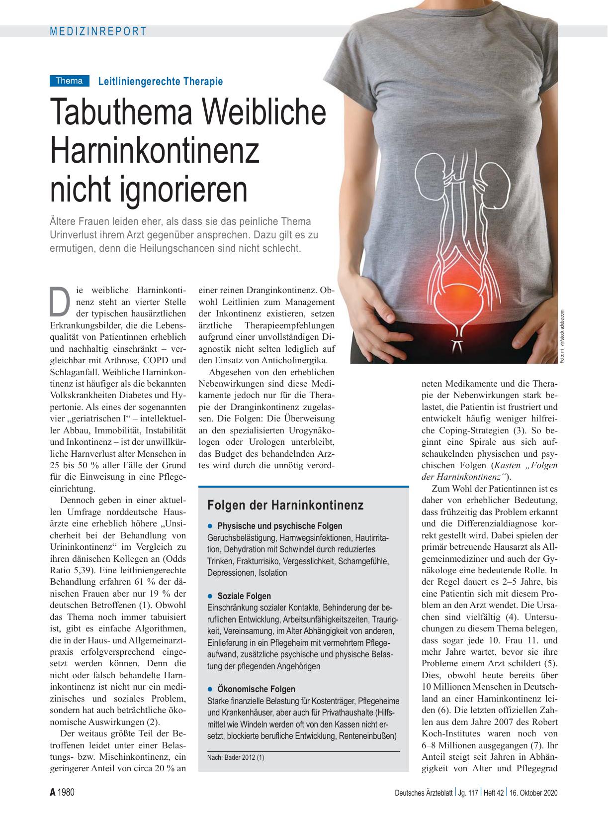 Vorschauseite 1: Leitliniengerechte Therapie: Tabuthema Weibliche Harninkontinenz nicht ignorieren