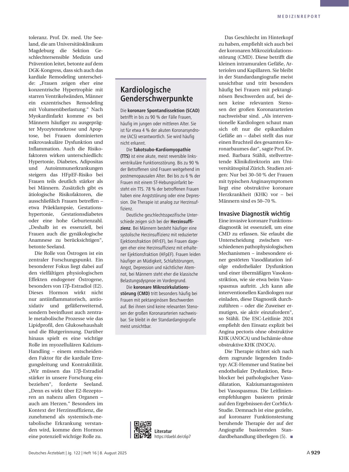 Vorschauseite 3: Genderfragen in der Kardiologie: Nicht nur beim Infarkt spielt das Geschlecht eine Rolle