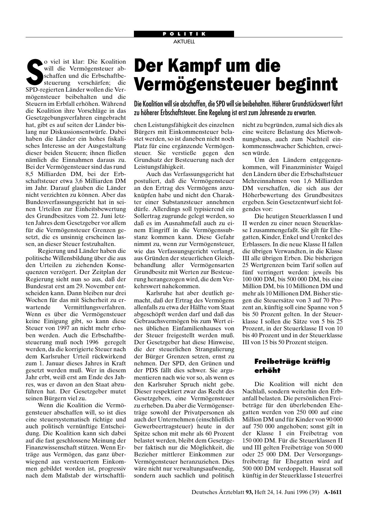 Vorschauseite 1: Der Kampf um die Vermögensteuer beginnt