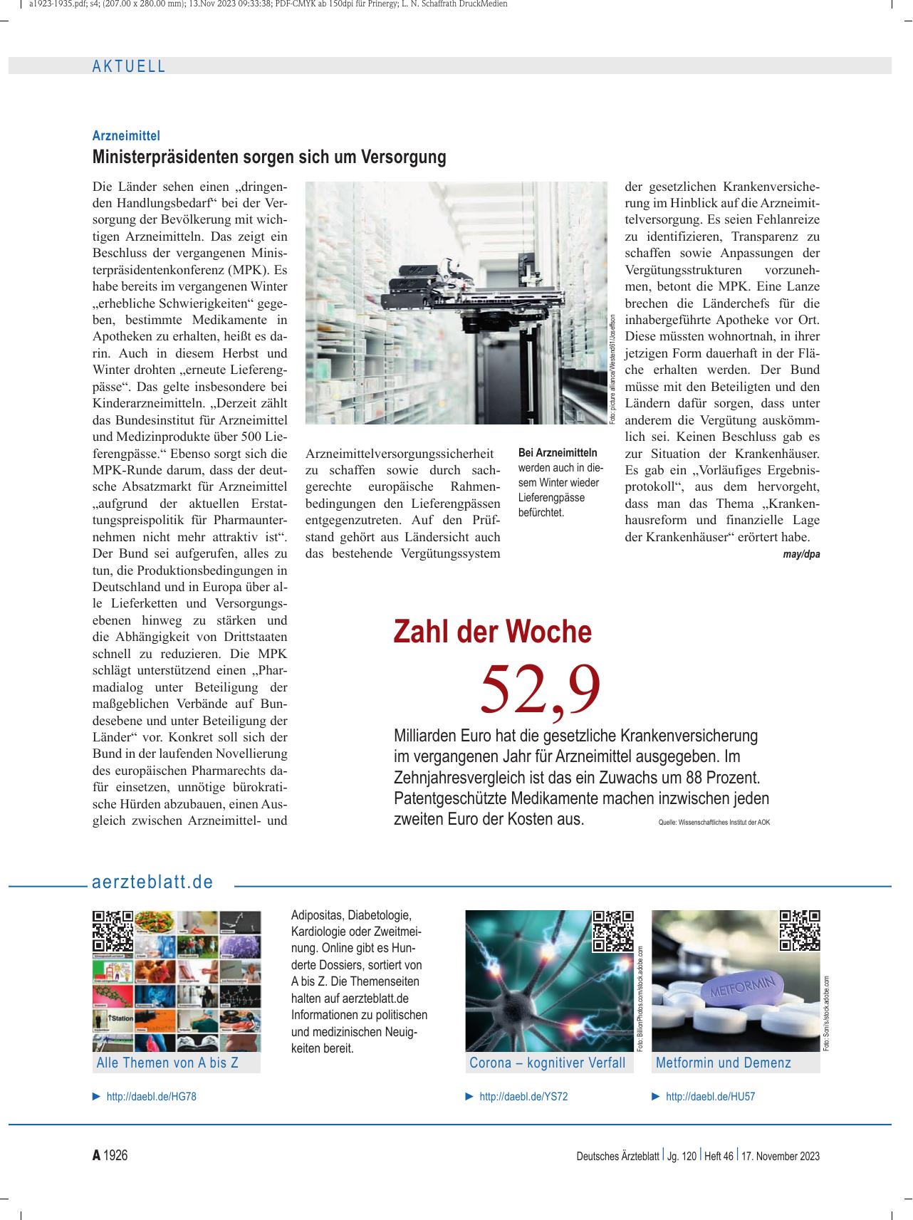 Vorschauseite 1: Ärzteblatt. de
