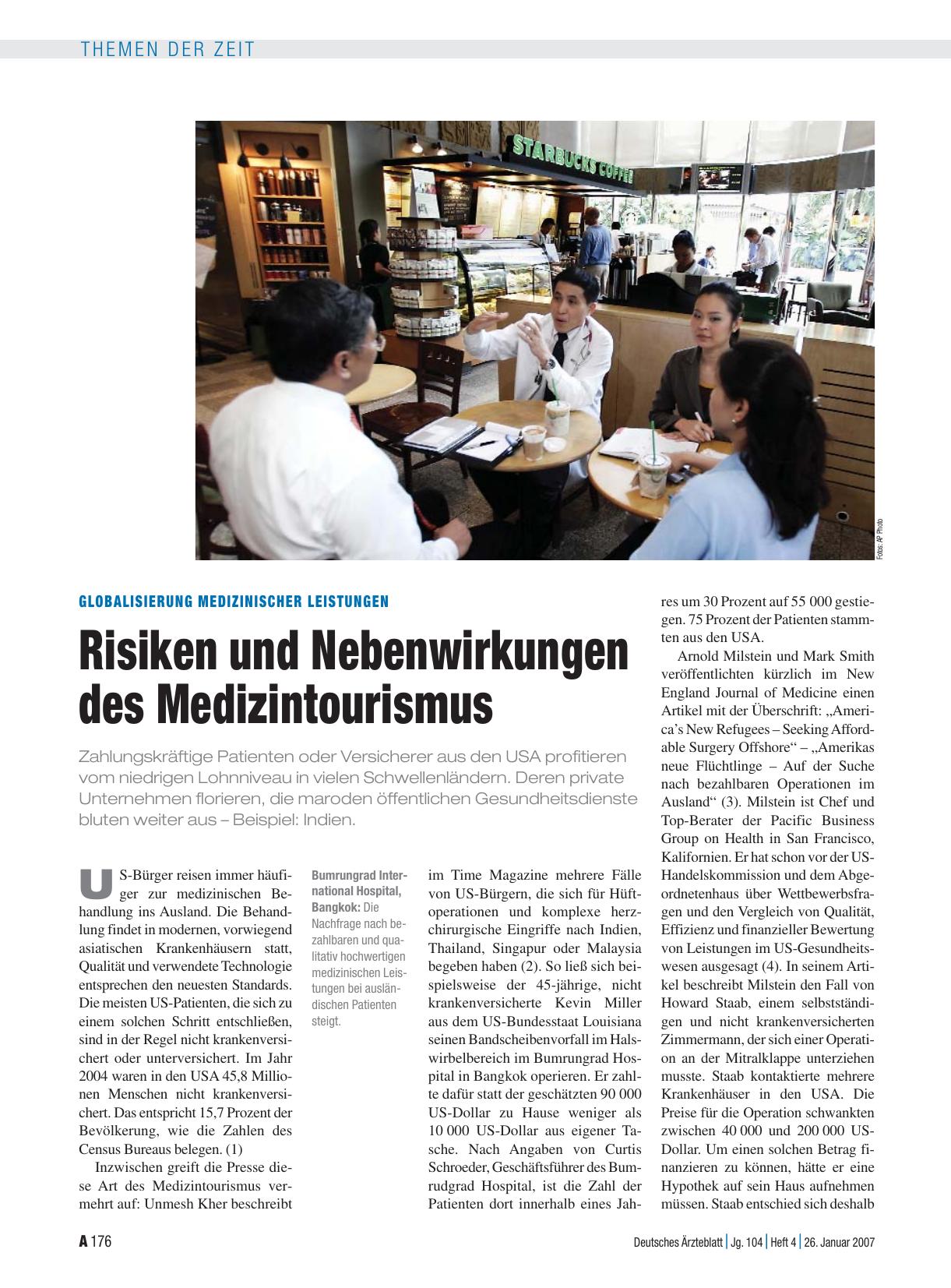 Vorschauseite 1: Globalisierung medizinischer Leistungen: Risiken und Nebenwirkungen des Medizintourismus