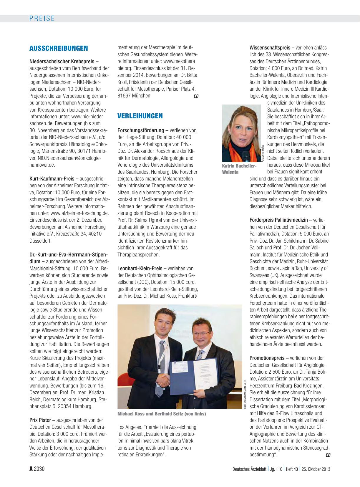 Vorschauseite 1: Verleihungen