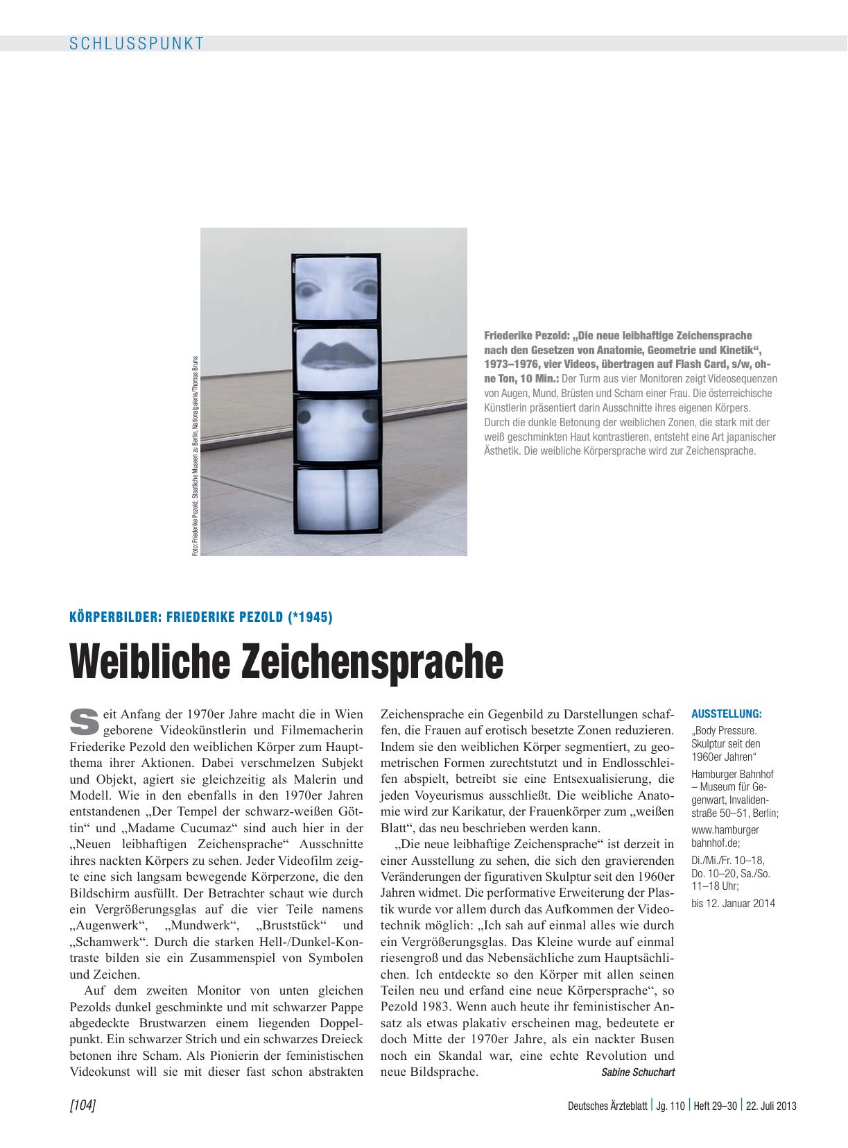 Vorschauseite 1: Körperbilder: Friederike Pezold (*1945) – Weibliche Zeichensprache