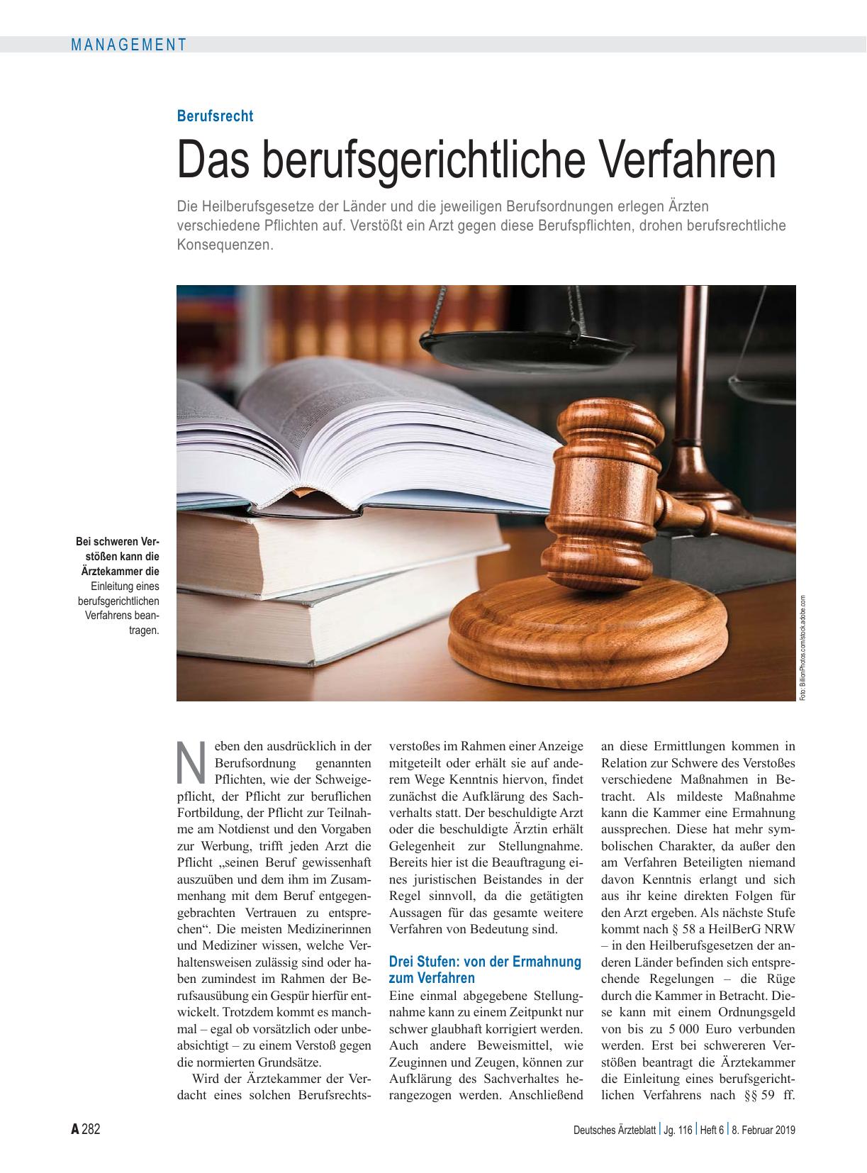 Vorschauseite 1: Berufsrecht: Das berufsgerichtliche Verfahren