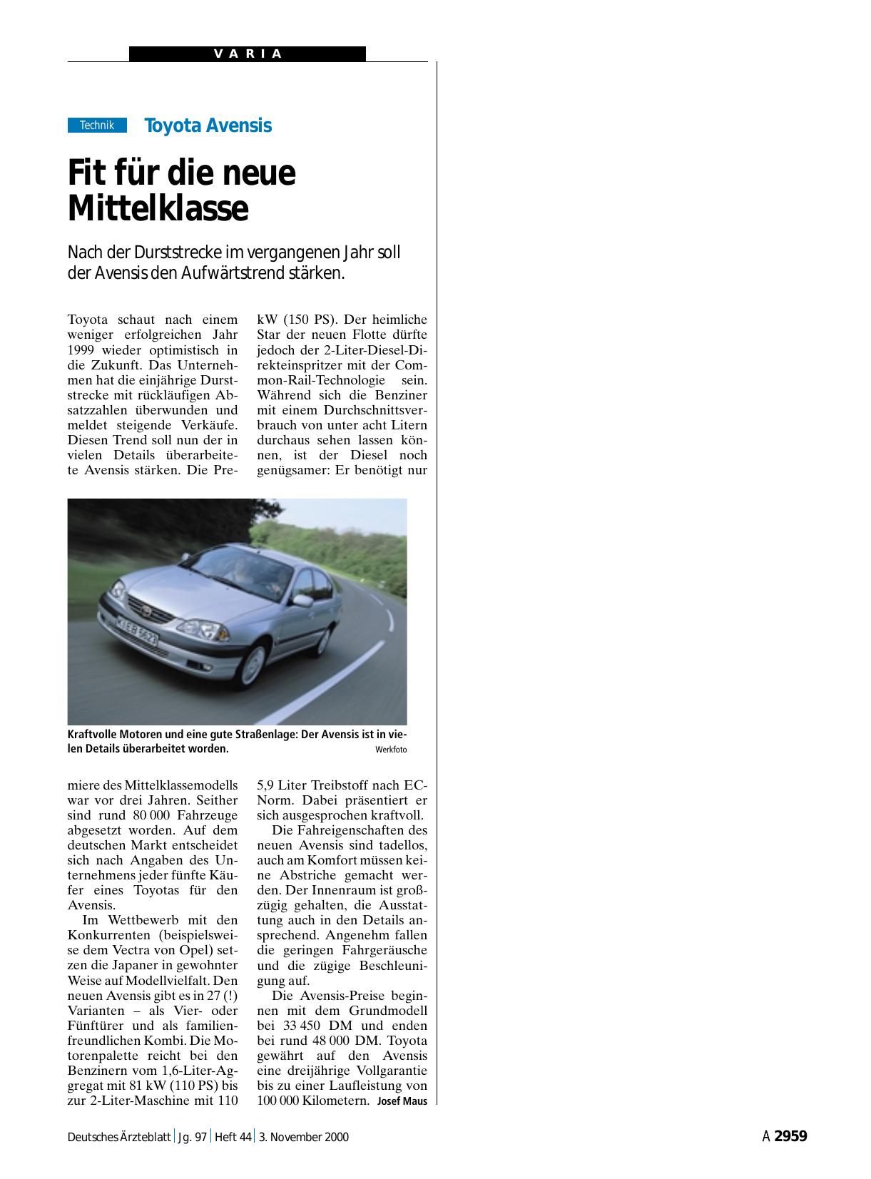 Vorschauseite 1: Toyota Avensis: Fit für die neue Mittelklasse