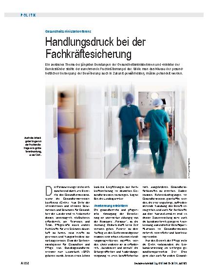 Vorschauseite 1: Gesundheitsministerkonferenz: Handlungsdruck bei der Fachkräftesicherung