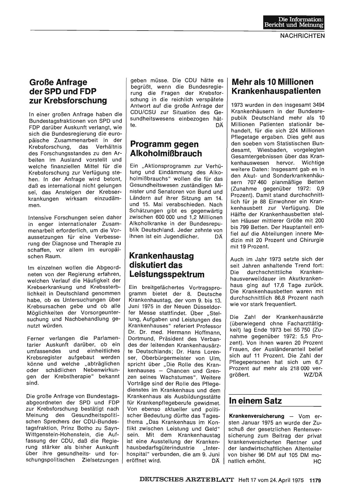 Vorschauseite 1: Programm gegen Alkoholmißbrauch