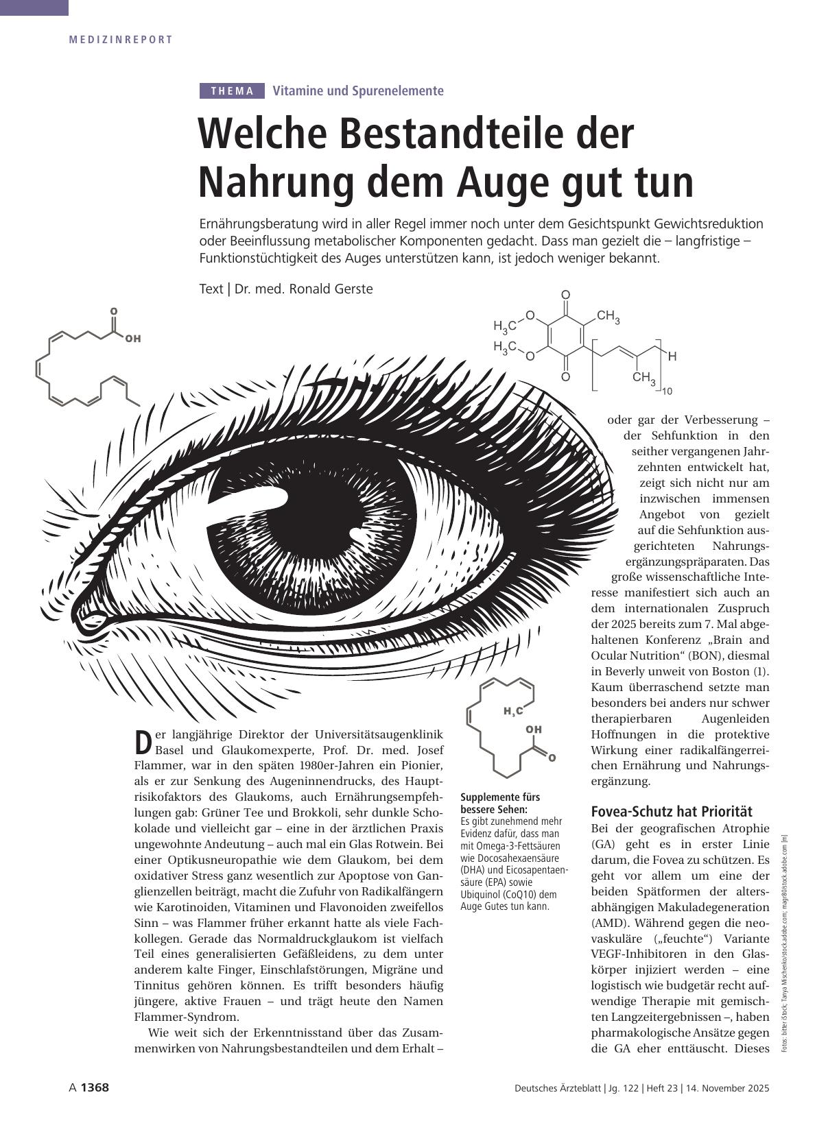 Vorschauseite 1: Vitamine und Spurenelemente: Welche Bestandteile der Nahrung dem Auge gut tun