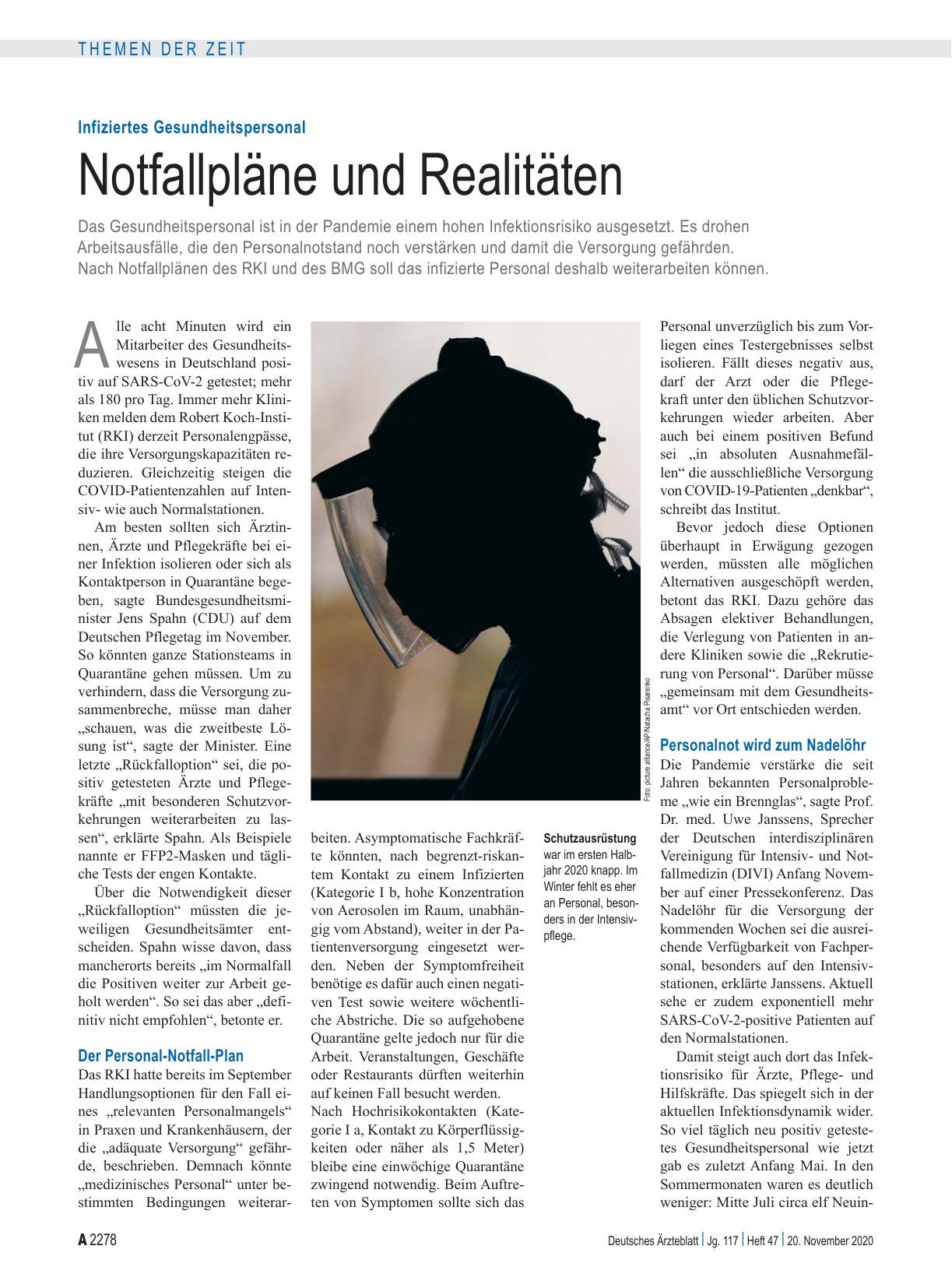 Vorschauseite 1: Infiziertes Gesundheitspersonal: Notfallpläne und Realitäten