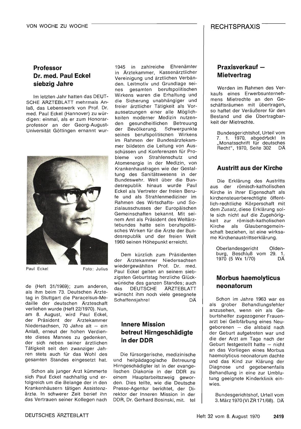 Vorschauseite 1: Innere Mission betreut Hirngeschädigte in der DDR