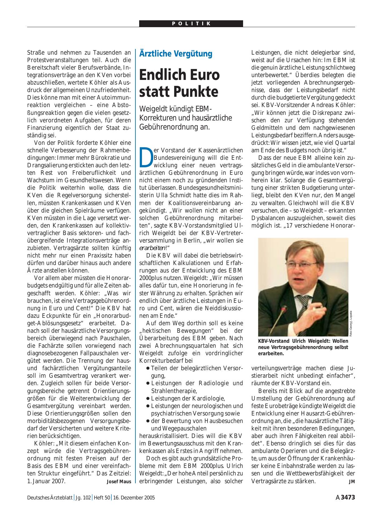 Vorschauseite 1: Ärztliche Vergütung: Endlich Euro statt Punkte