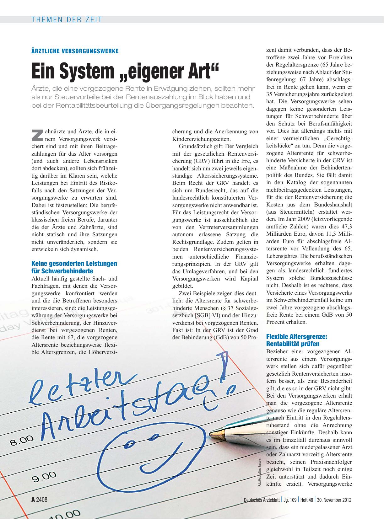 Vorschauseite 1: Ärztliche Versorgungswerke: Ein System „eigener Art“