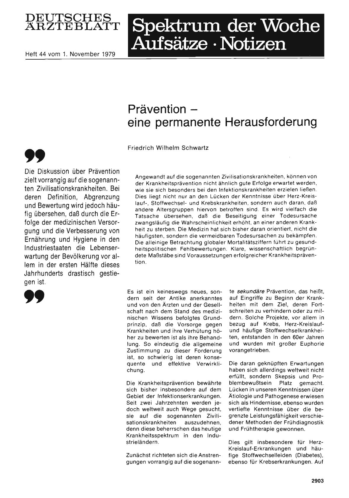 Vorschauseite 1: Prävention — eine permanente Herausforderung