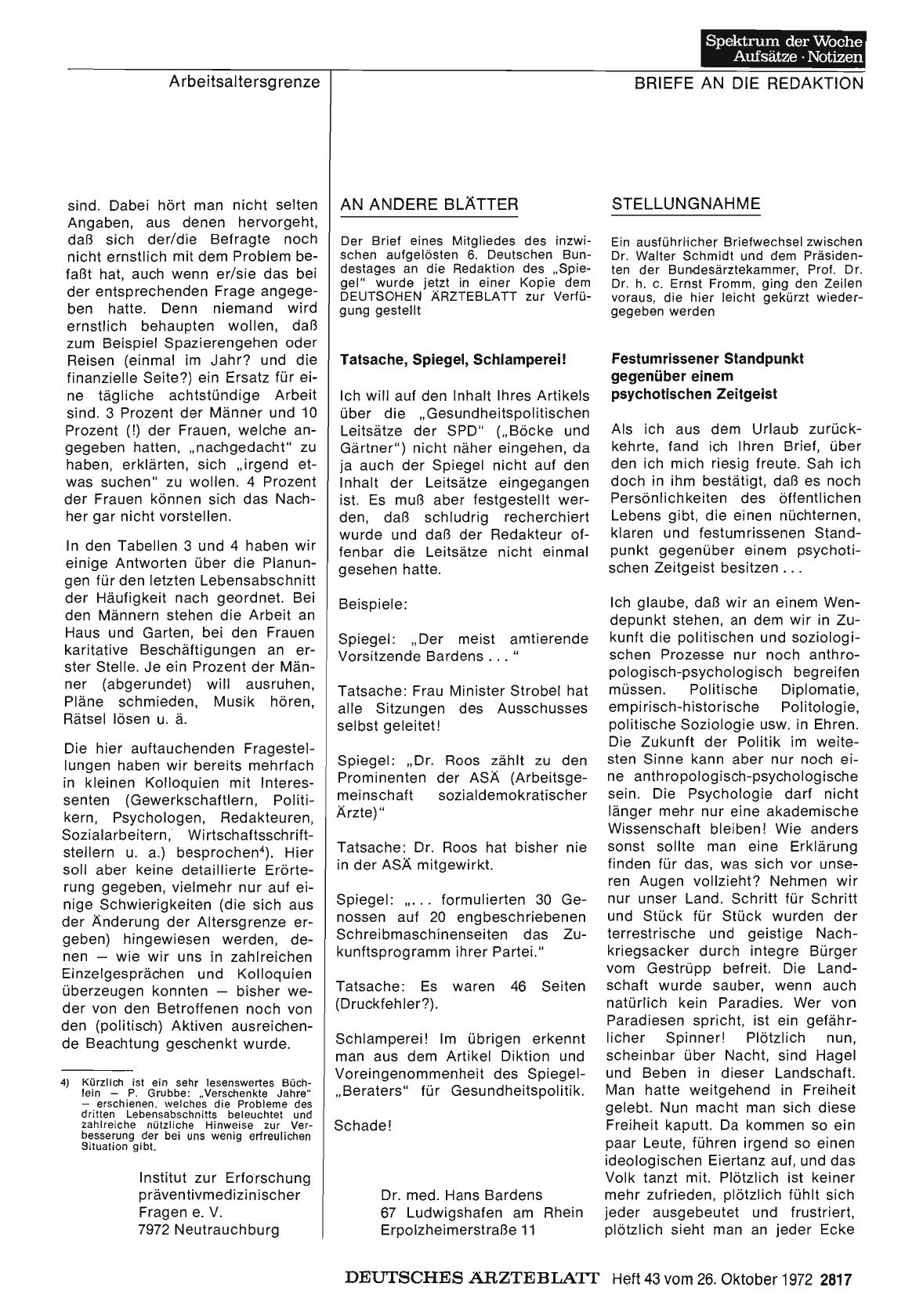 Vorschauseite 1: An andere Blätter: Tatsache, Spiegel, Schlamperei!