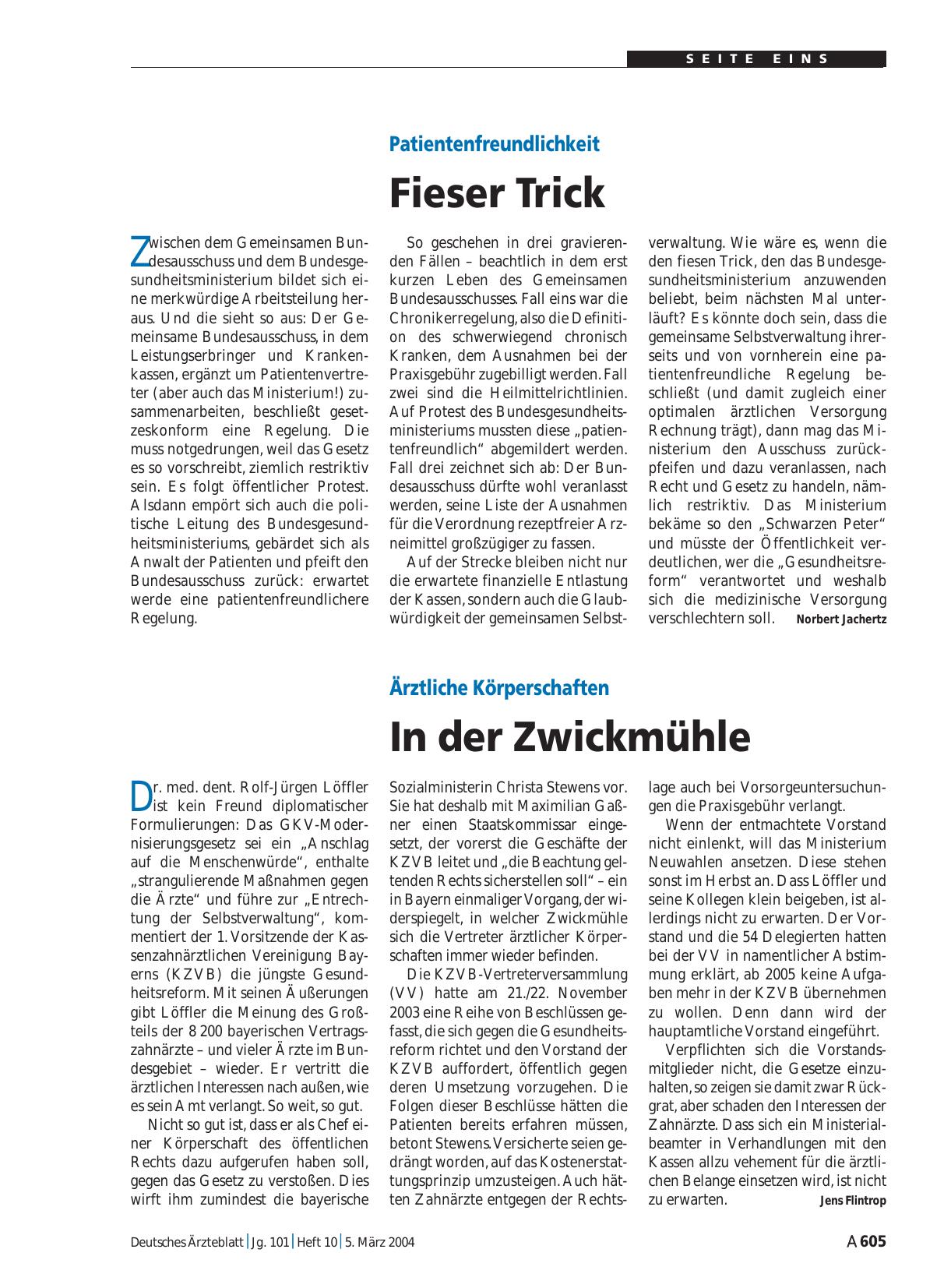 Vorschauseite 1: Patientenfreundlichkeit: Fieser Trick