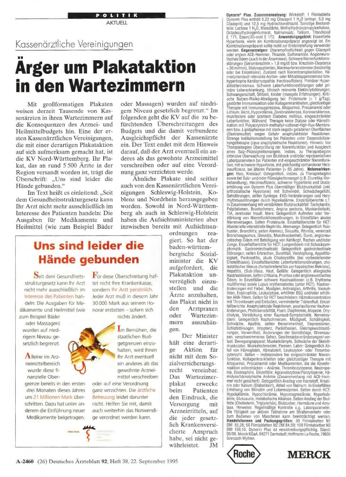 Vorschauseite 1: Kassenärztliche Vereinigungen: Ärger um Plakataktion in den Wartezimmern