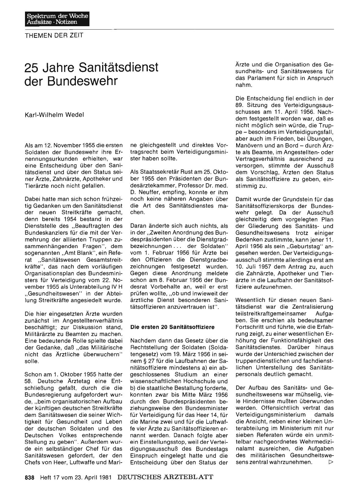 Vorschauseite 1: 25 Jahre Sanitätsdienst der Bundeswehr