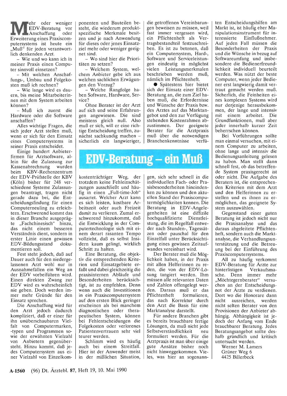 Vorschauseite 1: EDV-Beratung – ein Muß