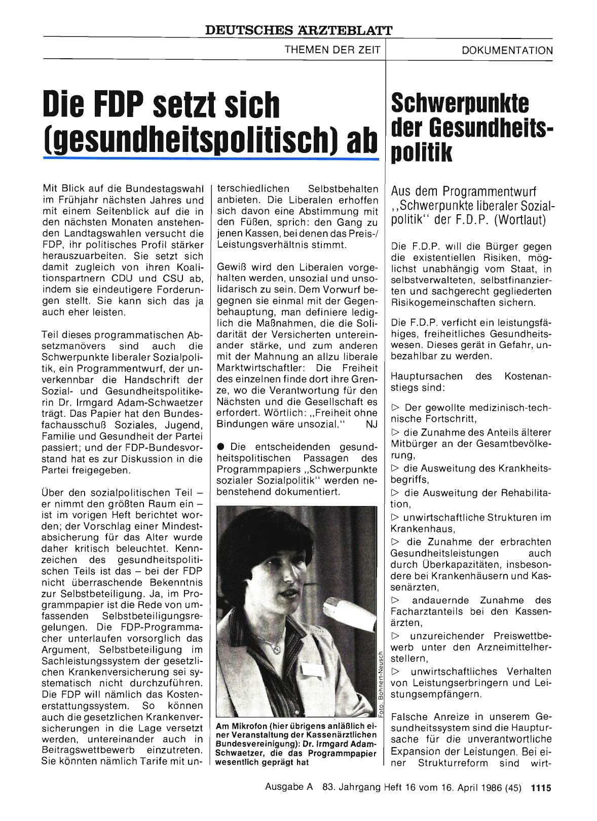 Vorschauseite 1: Die FDP setzt sich (gesundheitspolitisch) ab