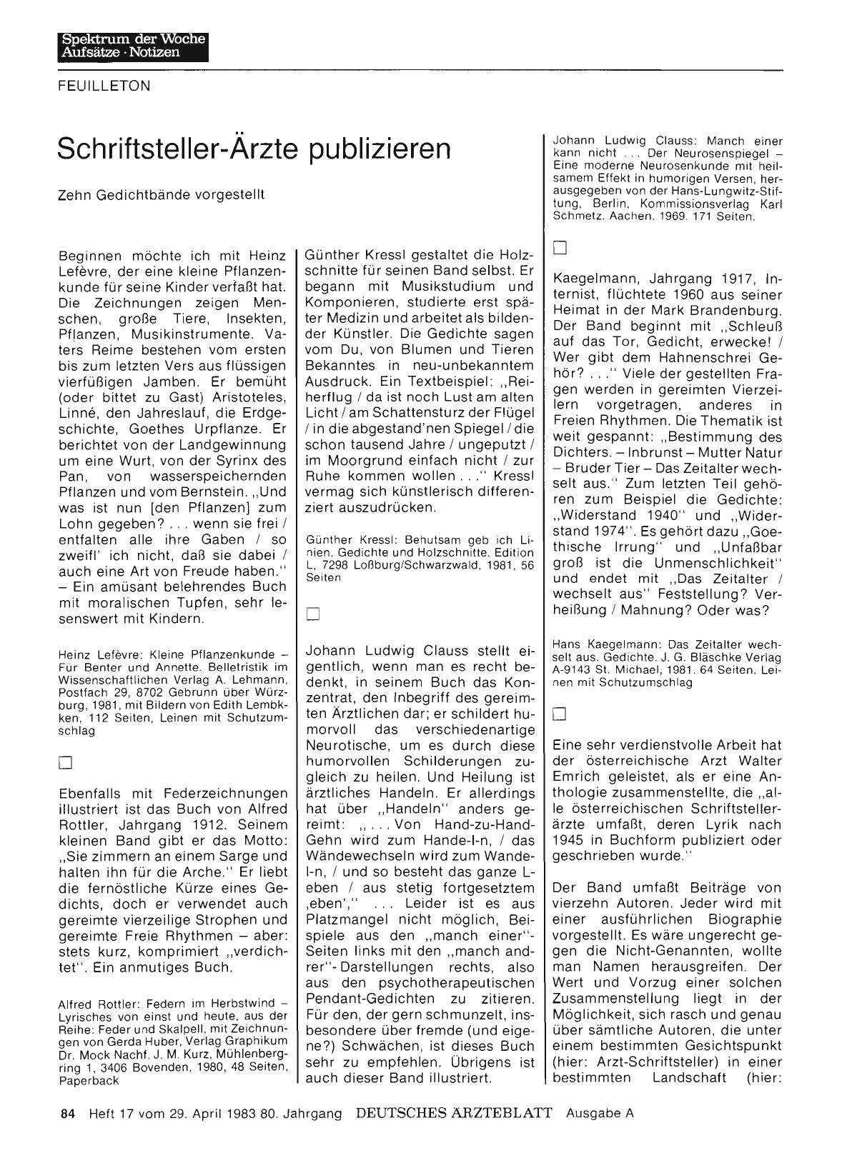 Vorschauseite 1: Schriftsteller-Ärzte publizieren