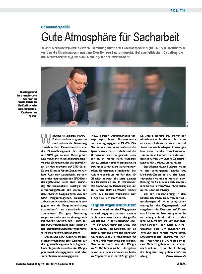 Vorschauseite 1: Gesundheitspolitik: Gute Atmosphäre für Sacharbeit