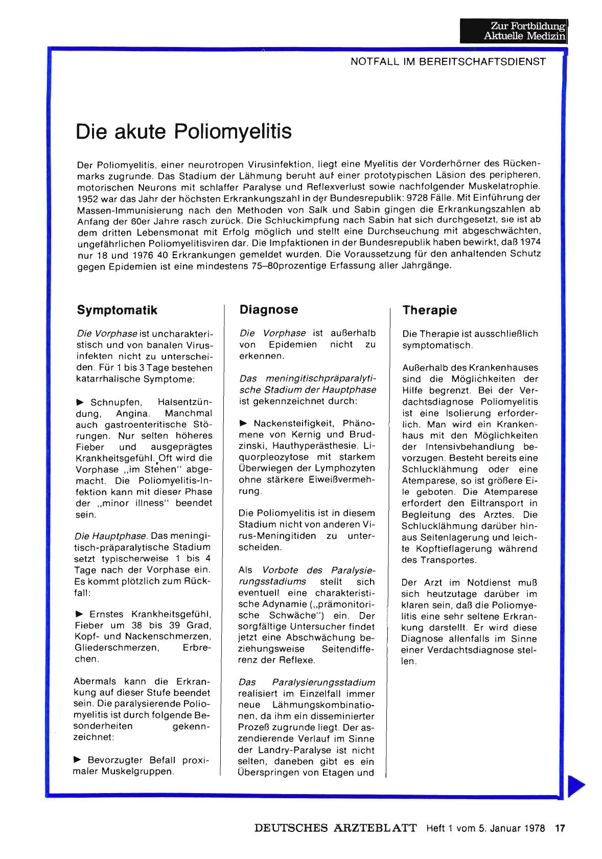 Vorschauseite 1: Die akute Poliomyelitis