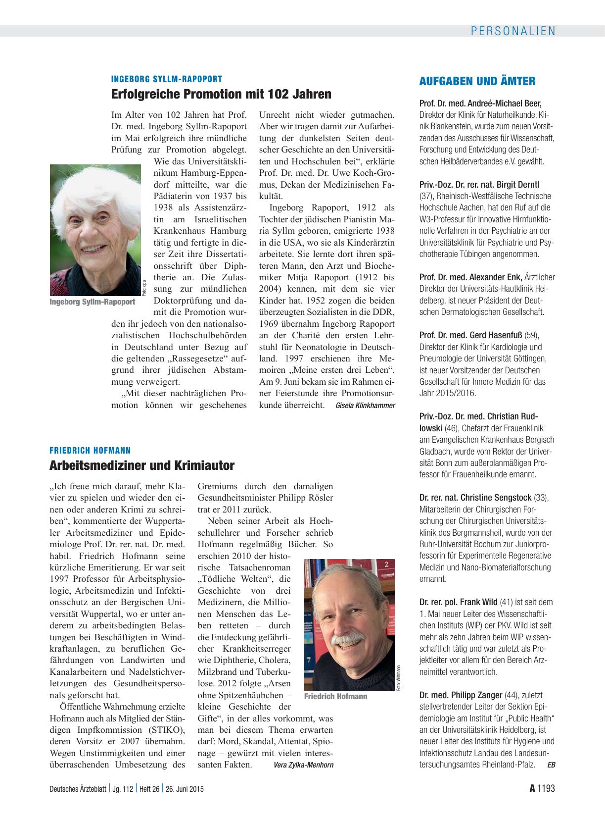 Vorschauseite 1: Friedrich Hofmann: Arbeitsmediziner und Krimiautor