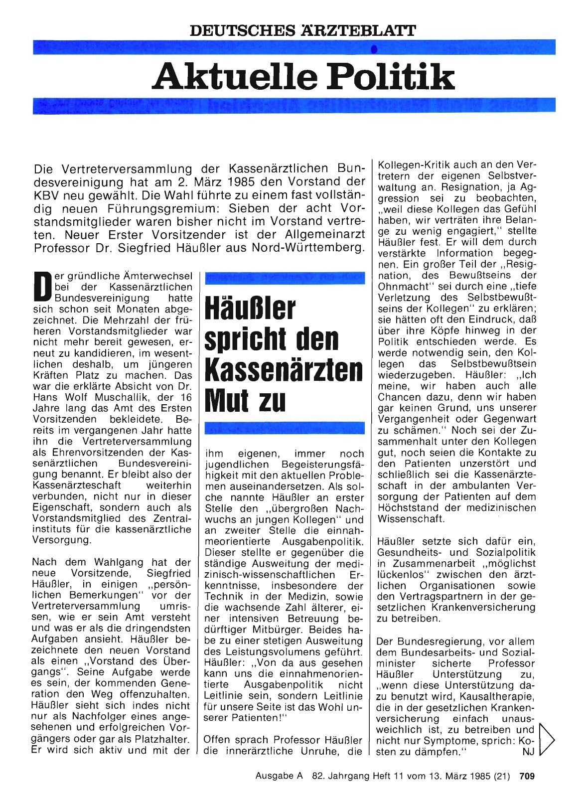 Vorschauseite 1: Häußler spricht den Kassenärzten Mut zu