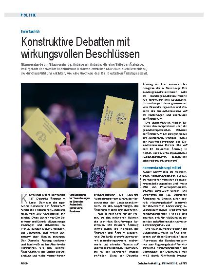 Vorschauseite 1: Berufspolitik: Konstruktive Debatten mit wirkungsvollen Beschlüssen