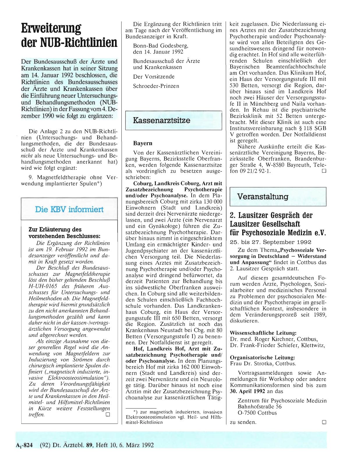 Vorschauseite 1: Kassenarztsitze