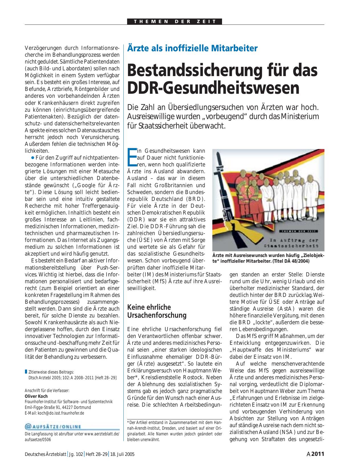 Vorschauseite 1: Ärzte als inoffizielle Mitarbeiter: Bestandssicherung für das DDR-Gesundheitswesen