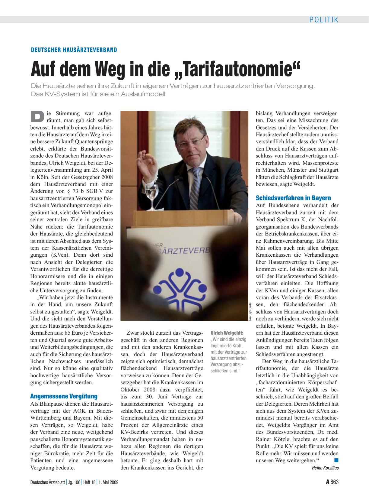 Vorschauseite 1: Deutscher Hausärzteverband: Auf dem Weg in die „Tarifautonomie“