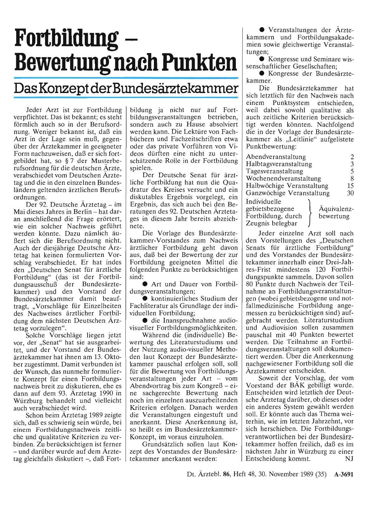 Vorschauseite 1: Fortbildung Bewertung nach Punkten: Das Konzept der Bundesärztekammer