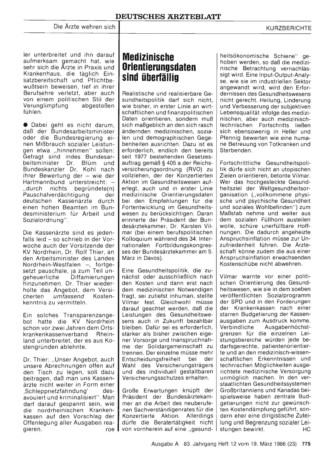 Vorschauseite 1: Medizinische Orientierungsdaten sind überfällig