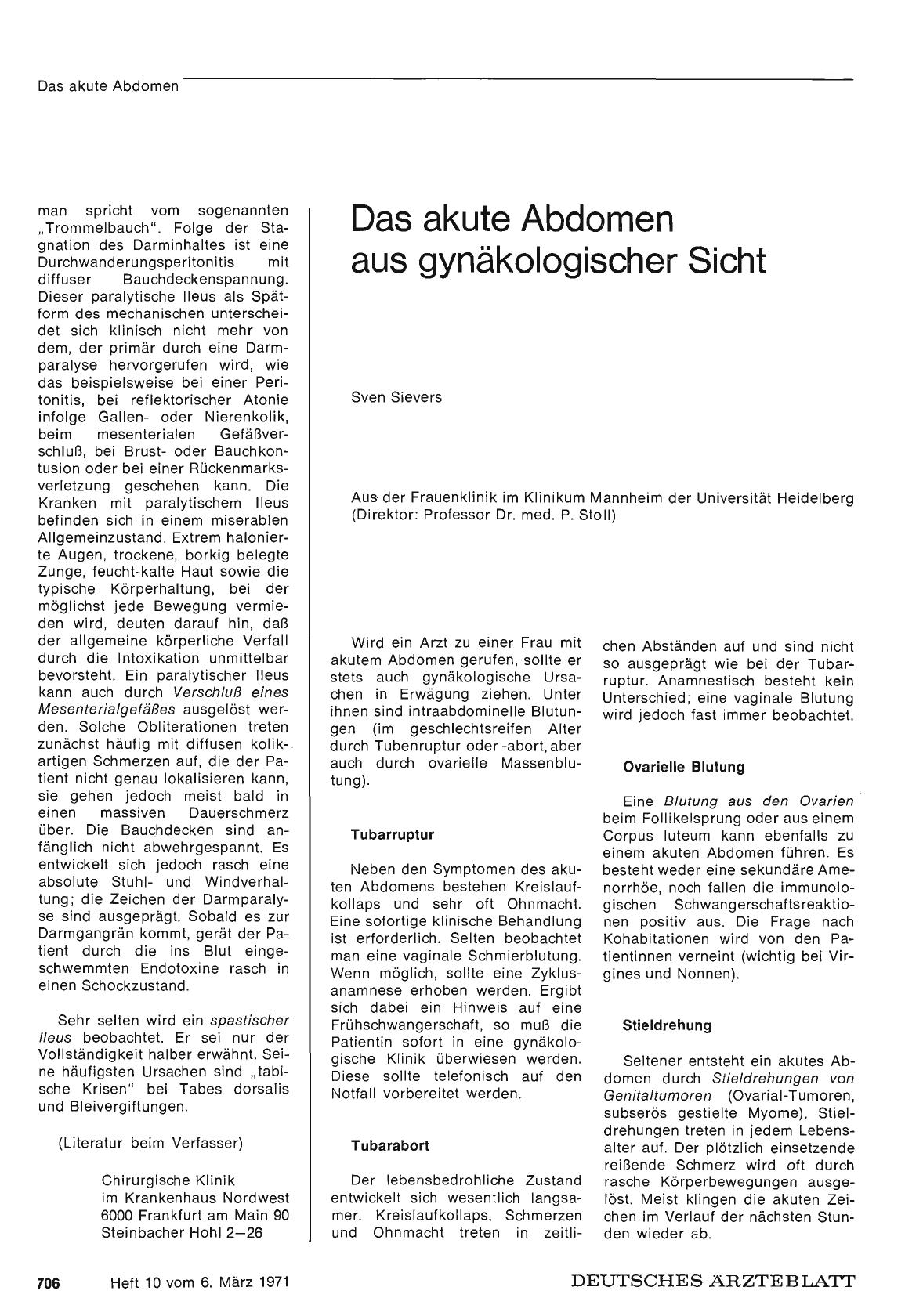 Vorschauseite 1: Das akute Abdomen aus gynäkologischer Sicht