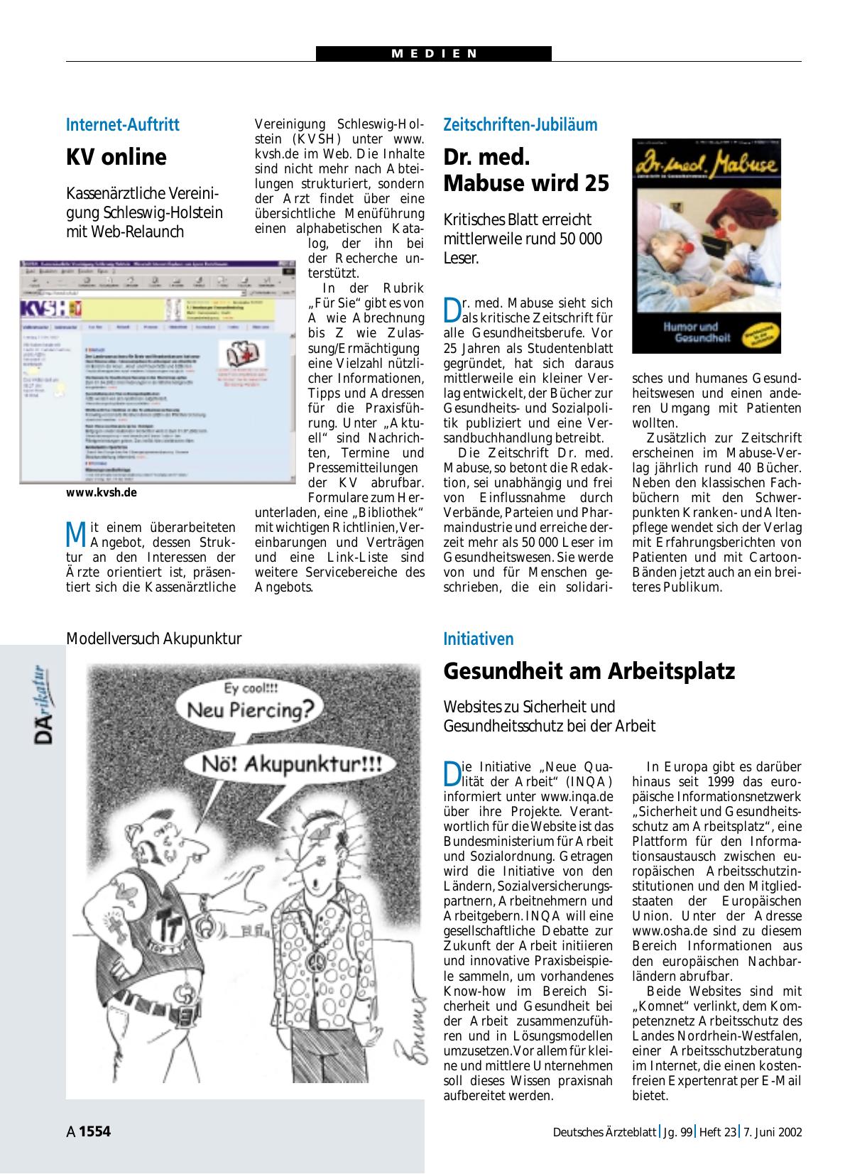 Vorschauseite 1: Zeitschriften-Jubiläum: Dr. med. Mabuse wird 25