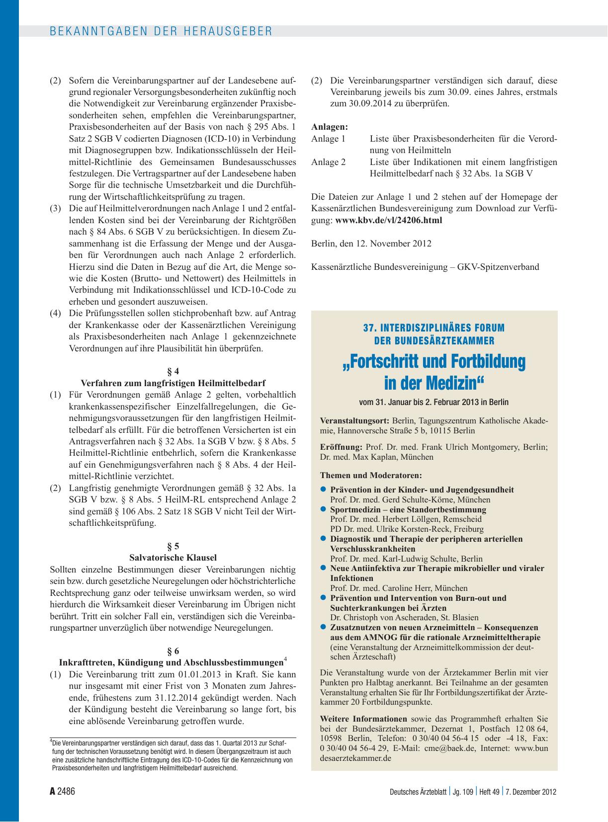 Vorschauseite 1: 37. Interdisziplinäres Forum der Bundesärztekammer: „Fortschritt und Fortbildung in der Medizin“