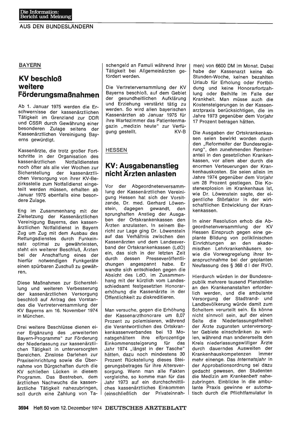 Vorschauseite 1: Bayern: KV beschloß weitere Förderungsmaßnahmen