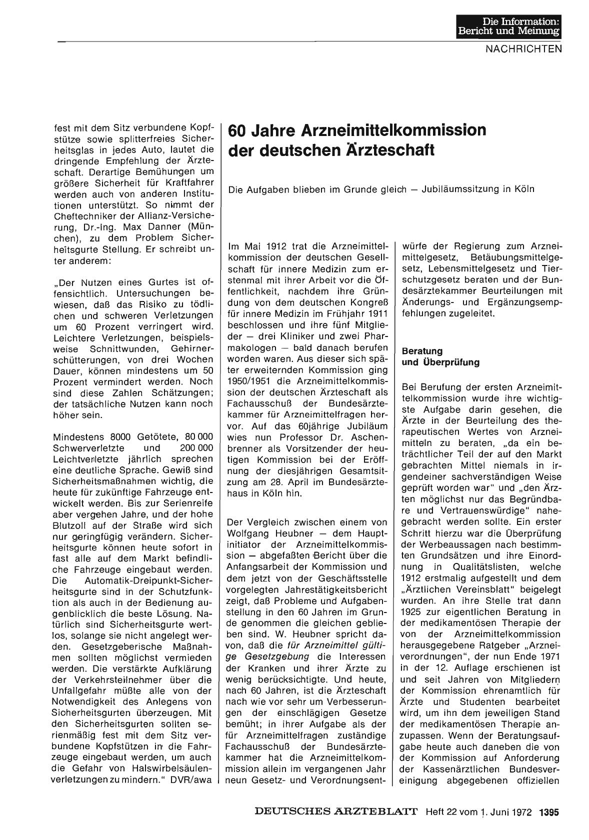 Vorschauseite 1: 60 Jahre Arzneimittelkommission der deutschen Ärzteschaft