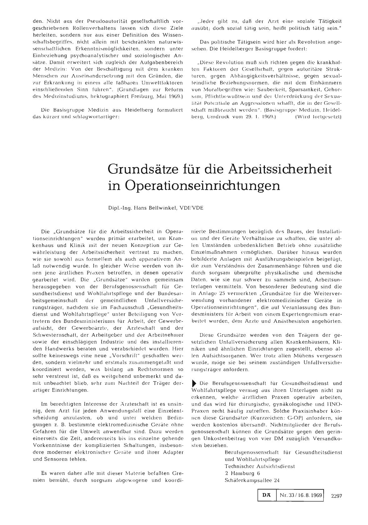 Vorschauseite 1: Grundsätze für die Arbeitssicherheit in Operationseinrichtungen