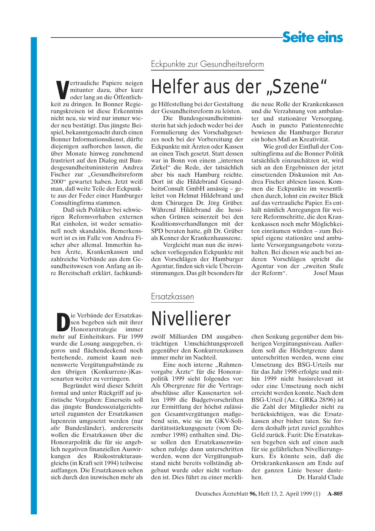 Vorschauseite 1: Ersatzkassen: Nivellierer