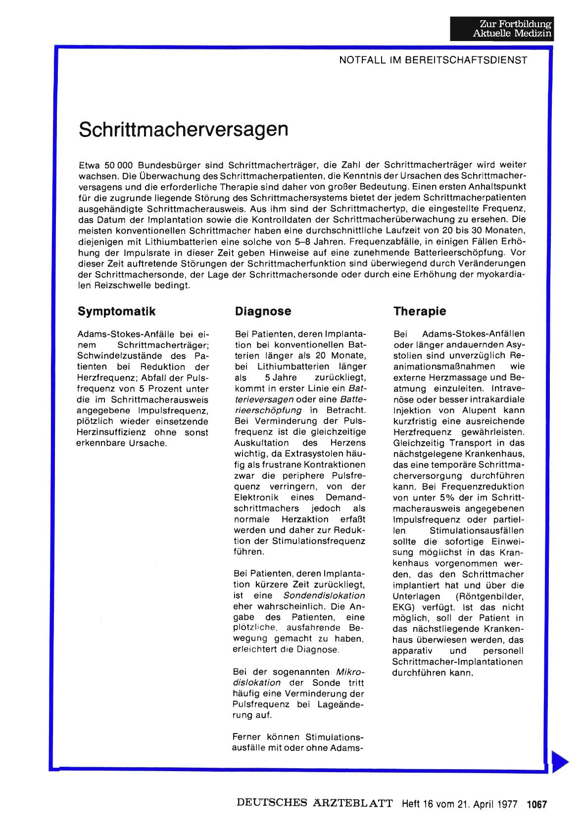Vorschauseite 1: Schrittmacherversagen