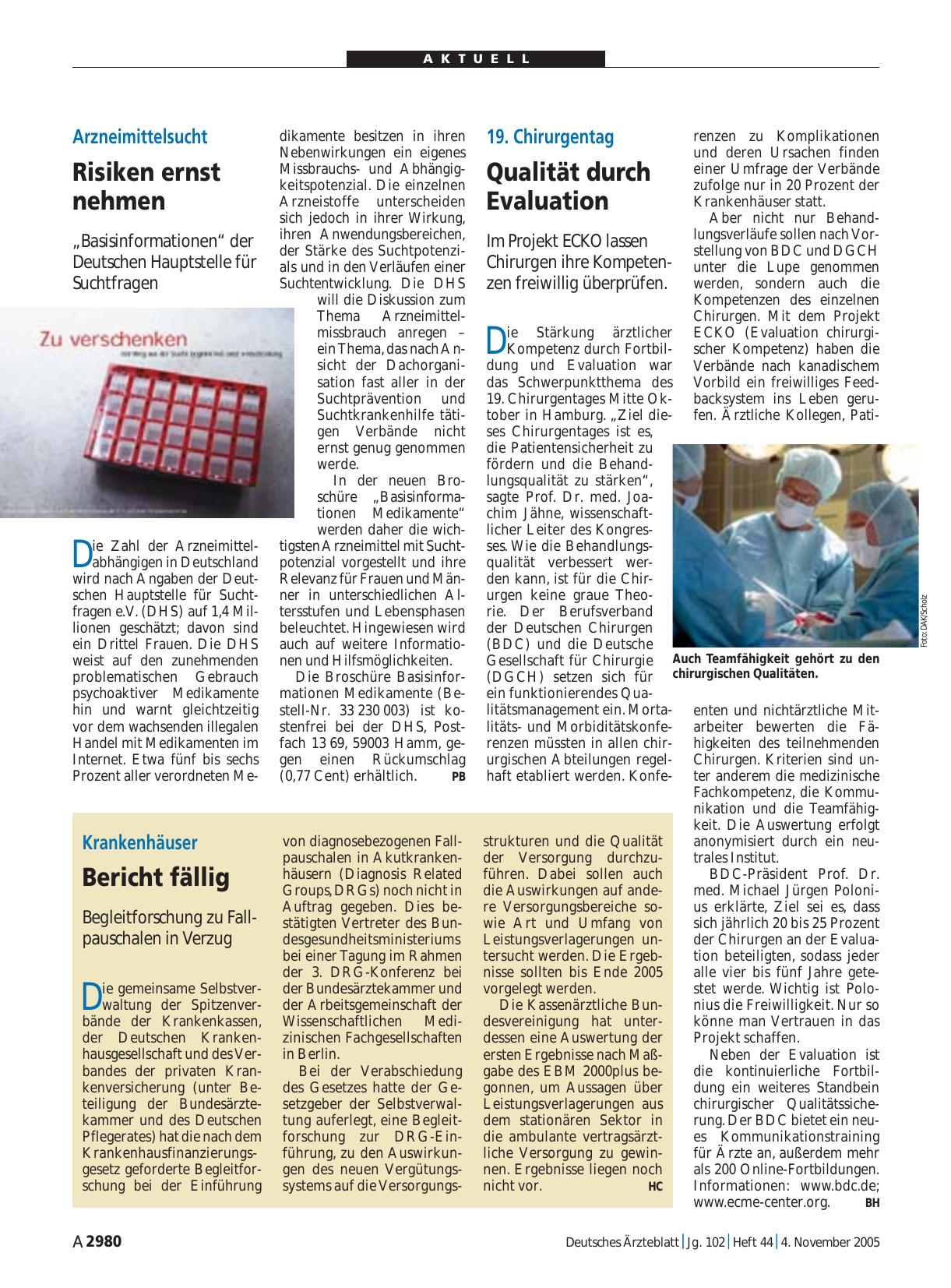 Vorschauseite 1: Krankenhäuser: Bericht fällig