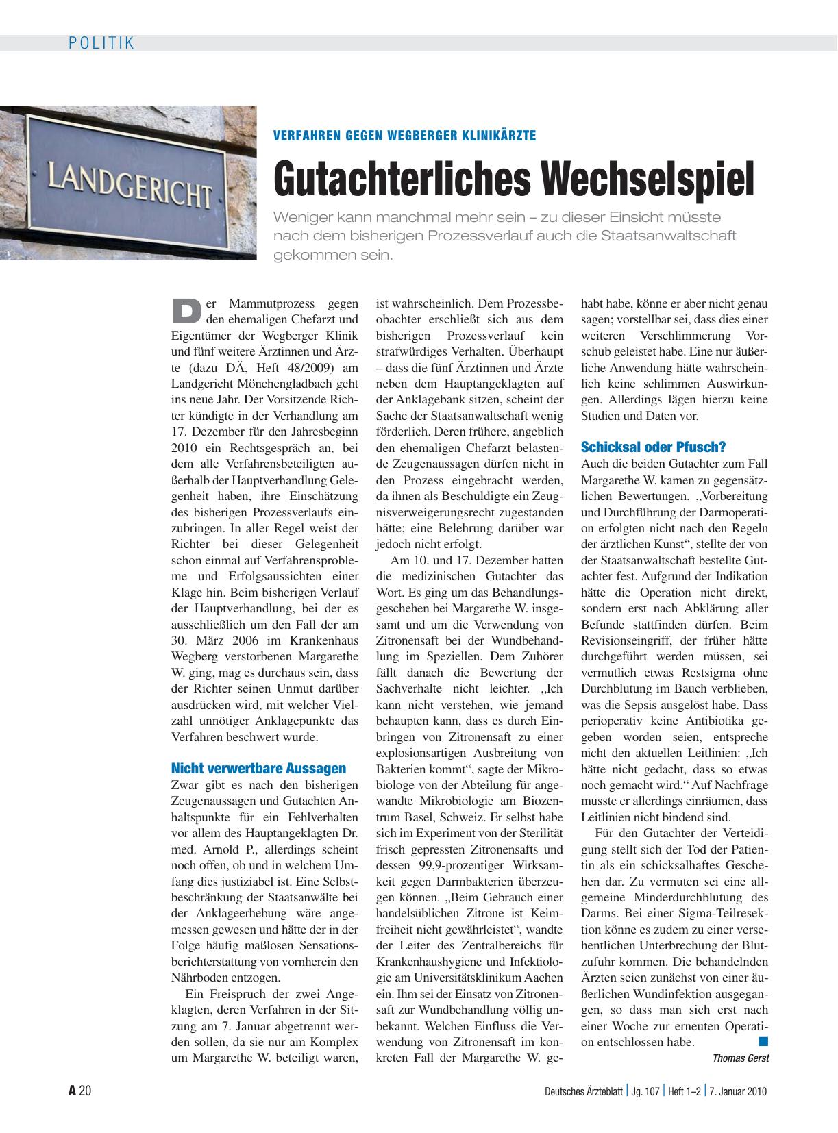 Vorschauseite 1: Verfahren gegen Wegberger Klinikärzte: Gutachterliches Wechselspiel