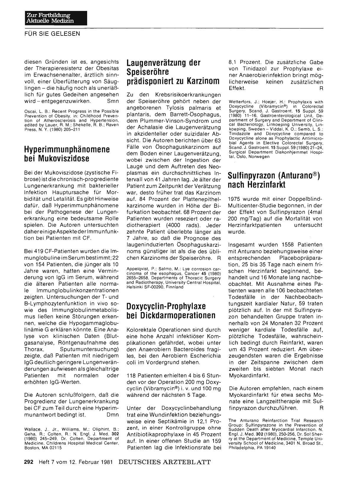 Vorschauseite 1: Sulfinpyrazon (Anturano®) nach Herzinfarkt